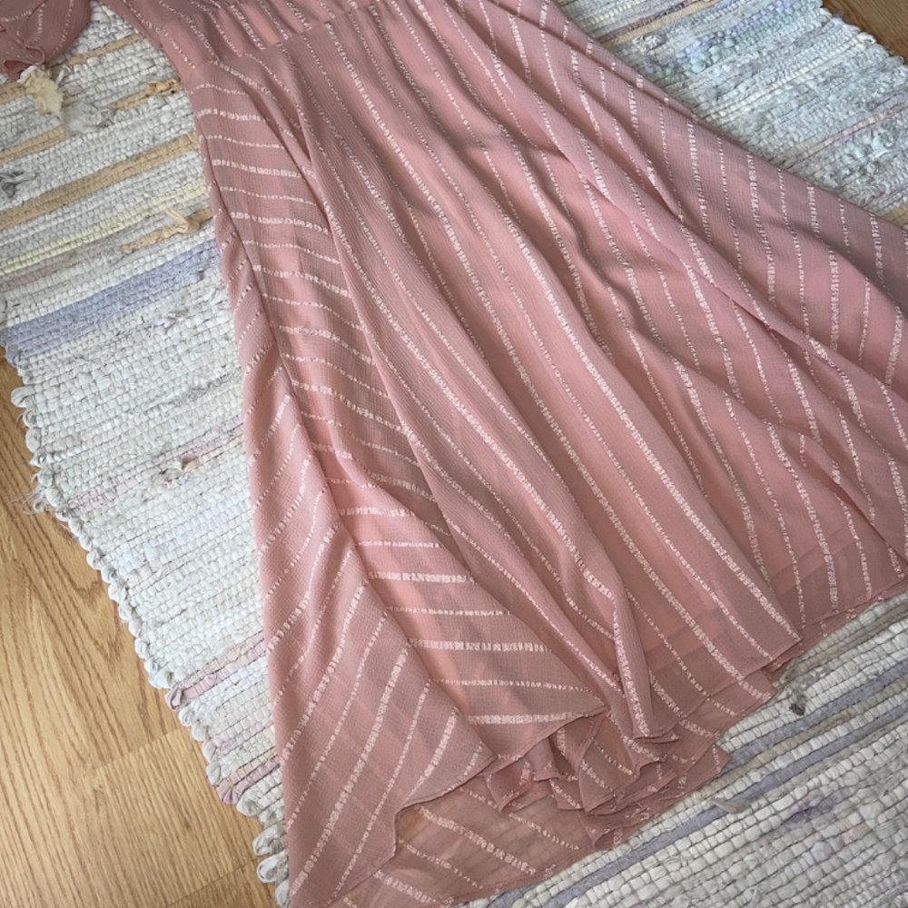 Julian Taylor New York Pink Chiffon Fit and Flare Midi Dress Size 8 - Picture 3 of 8